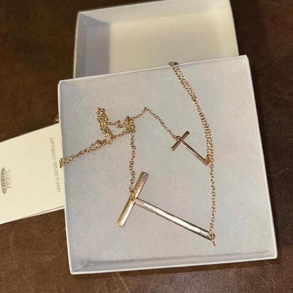 Gold-Tone Metal Layered Lightweight T Initial Necklace Icon Collection